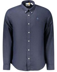Timberland - Blaues Baumwoll-Slim-Fit-Hemd Mit Stickerei - Lyst