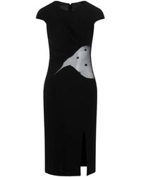 Givenchy - Vestido midi de viscosa negra con detalle de malla - Lyst