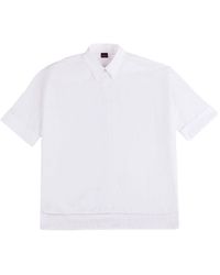 Fay - Overhemden ,Wit ,Short Sleeve Straight Hem Shirt - Lyst