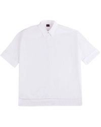 Fay - Overhemden ,Wit ,Short Sleeve Straight Hem Shirt - Lyst