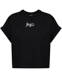 Balmain - Tops ,Zwart ,Katoen T-Shirt Met Logo-Print - Lyst