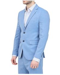SELECTED - Jassen ,Blauw ,Leer Getailleerd Jasje - Lyst