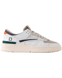 Date - Blauwe Leren Sneakers Met Unieke Details - Lyst