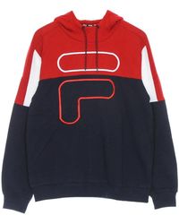 Fila - Hoodies & Sweatvesten ,Veelkleurig ,Katoen Geblokkeerde Lichtgewicht Hoodie Zwart/Rood/Wit - Lyst