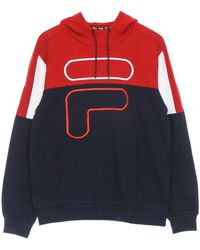 Fila - Hoodies & Sweatvesten ,Veelkleurig ,Katoen Geblokkeerde Lichtgewicht Hoodie Zwart/Rood/Wit - Lyst