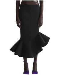 Mugler - Rokken ,Zwart ,Leer Gonna Midi Rok - Lyst
