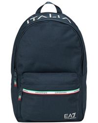EA7 - Tassen ,Blauw ,Polyester Logo Backpack - Lyst