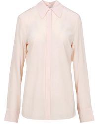 Sportmax - Overhemden ,Roze ,Zijden Overhemd Met Lange Mouwen - Lyst
