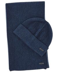BOSS - Accessoires ,Blauw ,Wol Ercole Muts En Sjaal Set - Lyst