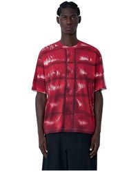 Moncler - Tops ,Rood ,Katoen Logo Motif Contrast Print T-Shirt - Lyst