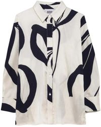 Alpha Studio - Overhemden ,Wit ,Crikle Flower Kimono Shirt - Lyst