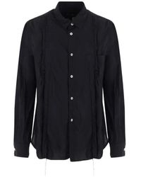 Comme des Garçons - Schwarzes hemd mit knittereffekt und ausgestelltem saum - Lyst