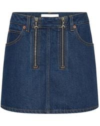 Marine Serre - Rokken ,Blauw ,Denim Zipped Denim Mini Rok - Lyst