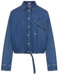 Loewe - Overhemden ,Blauw ,Katoen Shirt Met Riem - Lyst