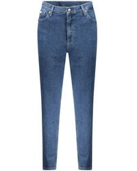 Calvin Klein - Blaue Baumwoll Mom Jeans Mit Logo - Lyst