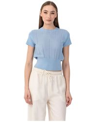 Kocca - Truien & Vesten ,Blauw ,Leer Casual Chic Top Met Korte Mouwen - Lyst