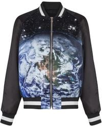 Balmain - Bomber con stampa motivo earth and stars - Lyst