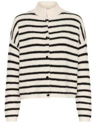 Gestuz - Truien & Vesten ,Veelkleurig ,Gestreepte Korte Vest Ivoor Zwart - Lyst