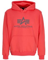 Alpha Industries - Hoodies & Sweatvesten ,Rood ,Katoen Basic Hoodie Met Kangoeroezak - Lyst