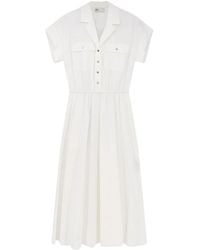 Tory Burch - Kleedjes ,Wit ,Katoen Cotton Poplin Shirtdress - Lyst