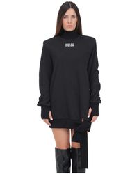 Versace Jeans Couture - Schwarzes kurzes kleid mit gotischem logo - Lyst