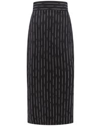 McQueen - Zwarte Wollen Rok, Hoge Taille, Gemaakt - Lyst