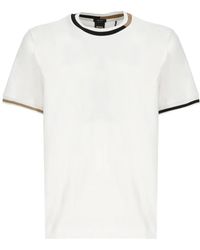 BOSS - Weiße baumwoll-t-shirt mit kontrastdetails - Lyst