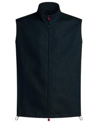 Kiton - Jassen ,Blauw ,Linnen Linnen Mouwloze Jas - Lyst
