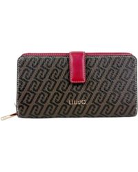 Liu Jo - Accessoires ,Veelkleurig ,Leer Portemonnee Met Knoopsluiting En Rits Voor Muntgeld - Lyst