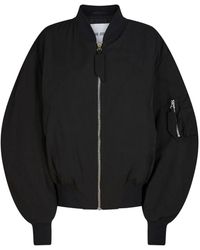 The Attico - Zwarte Nylon Bomberjack Met Logo Voering - Lyst