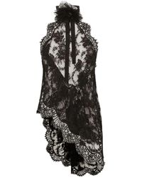 Dolce & Gabbana - Top de encaje negro con detalle floral - Lyst