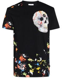 Philipp Plein - Schwarzes dripping skull t-shirt aus baumwolle - Lyst