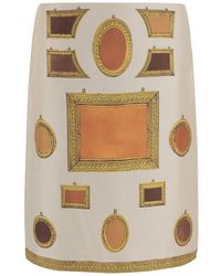 Versace - Rokken ,Veelkleurig ,Leer Printed Silk Twill Pencil Rok - Lyst