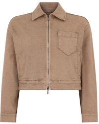 Peserico - Jassen ,Bruin ,Denim Crop Denim Jacket - Lyst