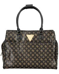 Guess - Braune polyethylen-reisetasche mit schultergurten und mehreren fächern - Lyst