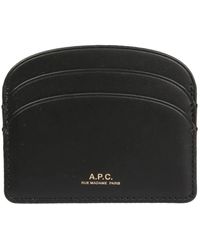 A.P.C. - Accessoires ,Zwart ,Leer Leren Kaarthouder - Lyst