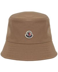 Moncler - Accessoires ,Katoen Bucket Hat Met Applicatie - Lyst