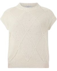 Peserico - Truien & Vesten ,Wit ,Pailletten Trui Met Korte Mouwen En Pailletten - Lyst