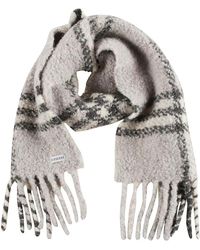 Burberry - Accessoires ,Grijs ,Wol Check Alpaca Wool Blend Bouclé Sjaal - Lyst