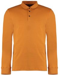 Moorer - Tops ,Oranje ,Katoen Katoenen Poloshirt Met Geribde Randen - Lyst
