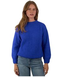 Dixie - Truien & Vesten ,Blauw ,Wol Grofgebreide Trui - Lyst