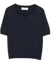 DUNST - Truien & Vesten ,Blauw ,Linnen Linnen Ronde Hals Trui - Lyst