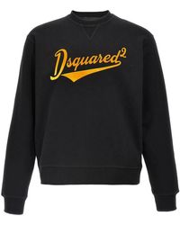 DSquared² - Hoodies & Sweatvesten ,Zwart ,Katoen Zwarte Logo Sweater Lange Mouw - Lyst