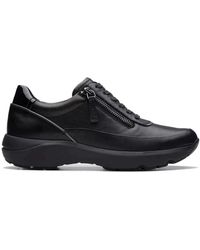 Clarks - Schoenen ,Zwart ,Leer Leisure Sneakers - Lyst