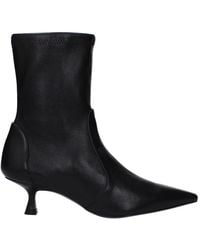 Stuart Weitzman - Schwarze Leder-Stiefeletten - Lyst
