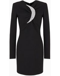 Emporio Armani - Schwarzes minikleid mit mond design akzent - Lyst
