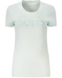 Guess - Tops ,Blauw ,Katoen Eco Crewneck Sequin Tee - Lyst