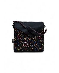 Desigual - Schwarze bedruckte handtasche/rucksack mit reißverschluss - Lyst