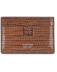 Tom Ford - Accessoires ,Bruin ,Leer Printed Tejus T Line Classic Card Holder - Lyst