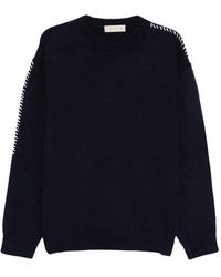 Paura - Truien & Vesten ,Blauw ,Wol Hotaka Sweater Met Ronde Hals En Reparatiedetails - Lyst